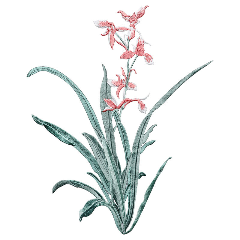 Applique Patch Flower - Cymbidium Etiqueta Bordada para Roupas e