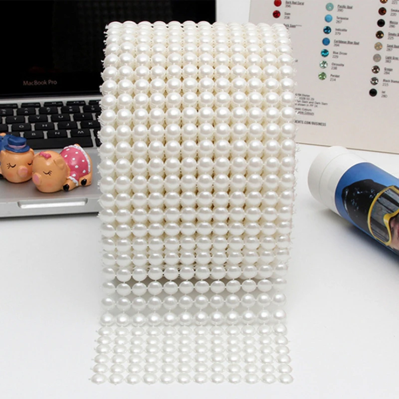 Hotfix Rhinestone Sheet - Pérola Malha Fita Envoltório Rolo, Acrílico